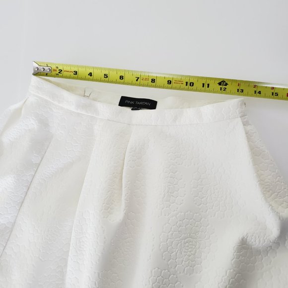 PINK TARTAN White Floral Textured Scuba A-Line Luxury Skirt - Picture 9 of 10